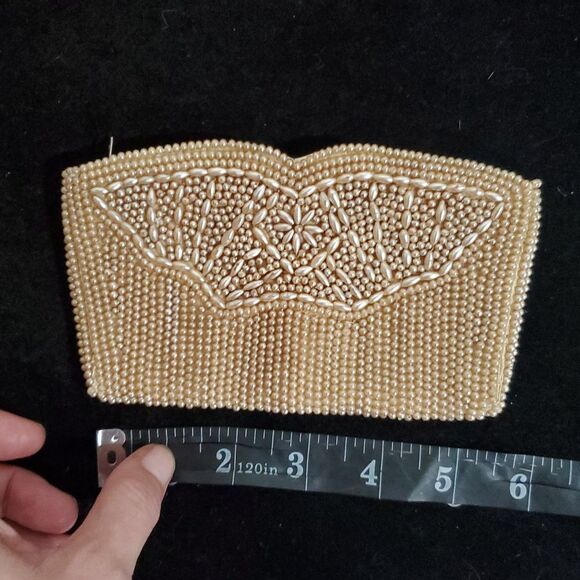 Vintage 1940s Made In Japan Elegant Beaded Finger Clutch Or Belt Bag